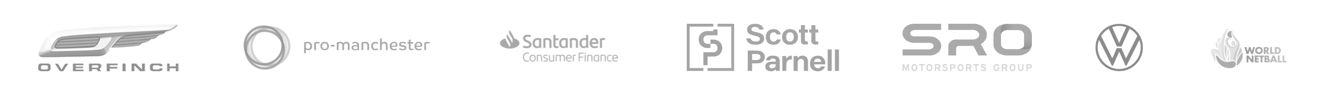 Trusted by Overfinch, pro-manchester, Santander Consumer Finance, Scott Parnell, SRO Motorsports Group, Volkswagen, World Netball