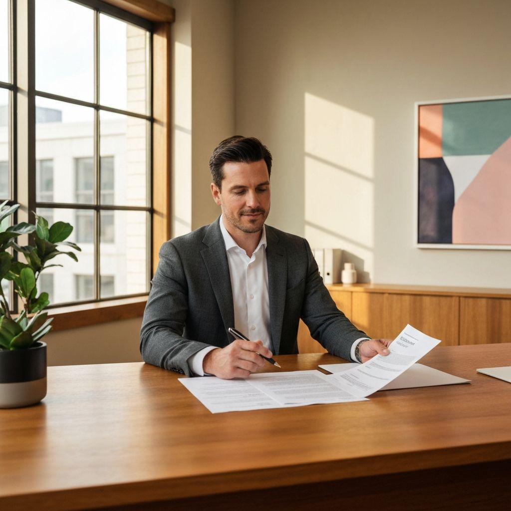 Professional reviewing a Carbon Reduction Plan report and making an informed decision